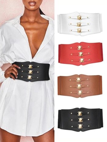 Pu Button Waist Band With Belt | Women Belts